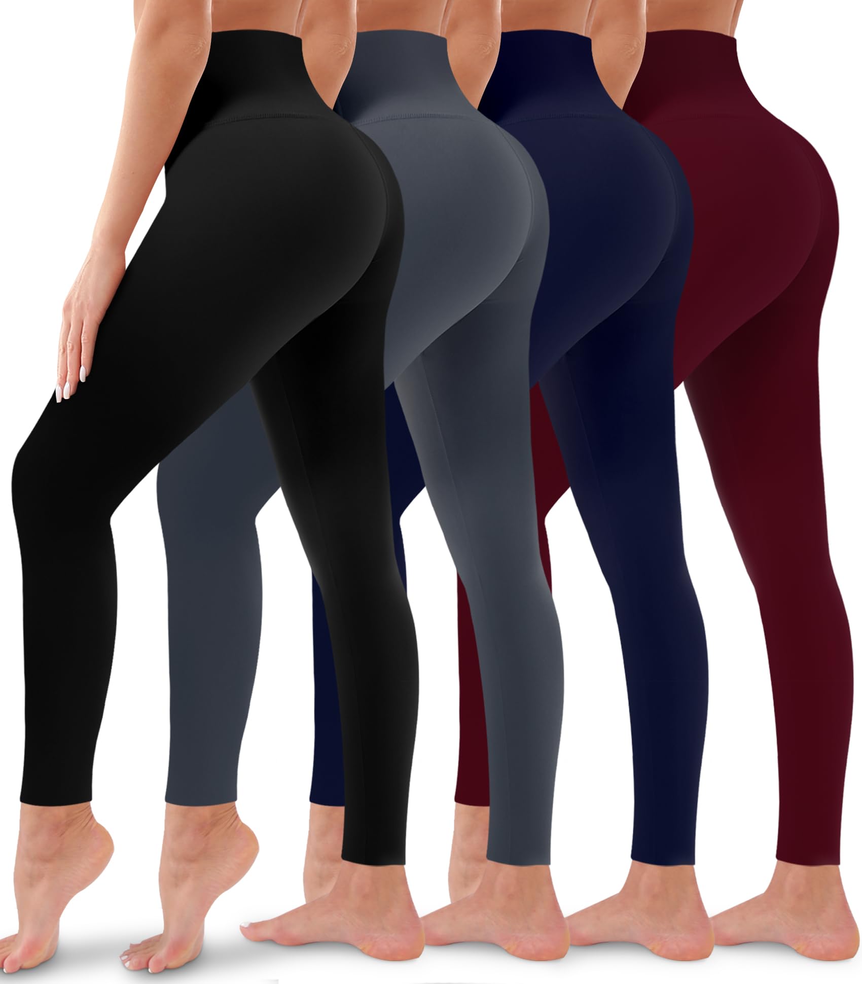 Photo 1 of 4 Pack Leggings for Women Butt Lift High Waisted Tummy Control No See-Through Yoga Pants Workout Running Leggings