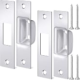 Hicarer 2 Pcs 1-1/4" x 4-7/8" Box Strike Plate, Silver | Rv &amp; Exterior Door Lock Striker Plate for Deadbolt, Universal Security Latch Restorer for Door Frame Repair &amp; Reinforcement