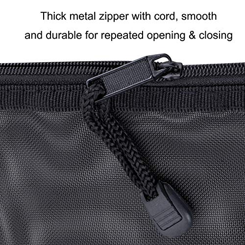 HRX Package Nylon Mesh Cosmetic Zipper Bags, 6PCS Black Makeup Pouches Pen Pencil Organizer Case for Travel Purse Diaper Bag (A5 x 3pcs, A6 x 3pcs)