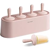 Popsicle Mold Set 4 Pieces Homemade Silicone Popsicle Maker Easy Release Ice Cream Molds Reusable DIY Pop Molds (Pink)