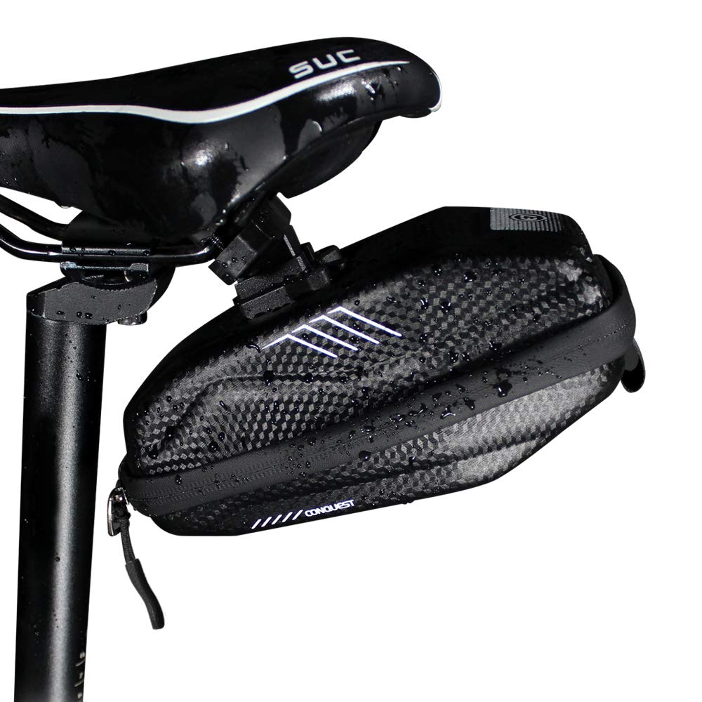 MOZOWO Bike Saddle Bag, Waterproof Bike Under Seat Pack Rear Bag Pannier Storage Bag Mountain Road MTB Bicycle EVA PU Saddle Bag, Bicycle Repair Tools Pocket Pack Cycling Pouch with Reflective Stripe