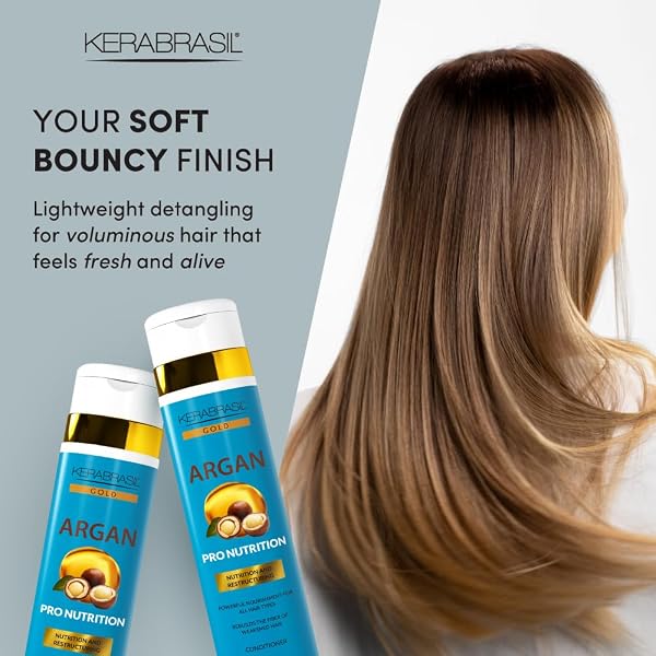 KERABRASIL ARGAN OIL NOURISHING – ENRICHED WITH KERATIN, VITAMINS & ESSENTIAL FATTY ACIDS – GENTLY CLEANSES, HELPS REVITALIZE HAIR, ADDS SOFTNESS & SHINE (CONDITIONER)