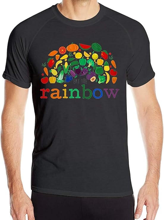 Rainbow Fruits and Vegetables Casual Fashion Men's T Shirt Quick Drying
