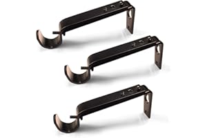 IHRDNNR Curtain Rod Holders Heavy Duty Adjustable Rod Brackets for 7/8 or 1 Inch Rods, Set of 3 (Bronze)