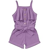 Bekarsy Toddler Girl Clothes Baby Girls Summer Sleeveless Clothing One Piece Halter Romper Jumpsuit 1-6T