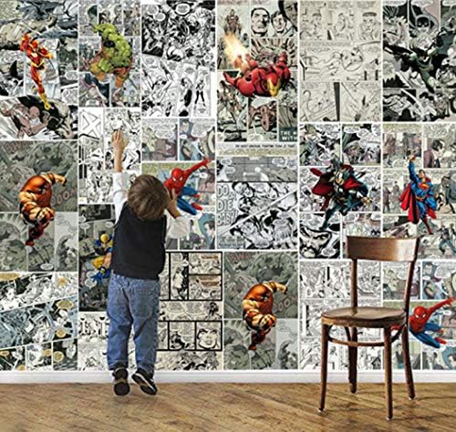 QJCBH 3D Wallpaper Self-Adhesive Mural Comics Movie Star Character Superhero (W) 250X175Cm (H) 3D Photo Children Bedroom Poster Wall Boy Girl Room Wallpaper Livingom Tv Background Wall Painting