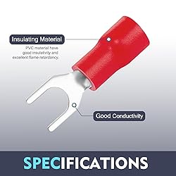 Chanzon UL Listed Insulated Fork Terminals #8 M4