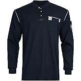 VANLENS FR Shirts for Men Flame Resistant Shirt 5.5oz 100% Cotton Light Weight CAT2 Fire Retardant Henley Shirts