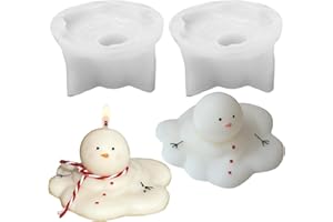 Wehous 2PCS Christmas Candle Molds, Cute Melting Snowman 3D Resin Mold for Making, Ornament for Soap Wax Epoxy Resin Cake Chocolate Decoration