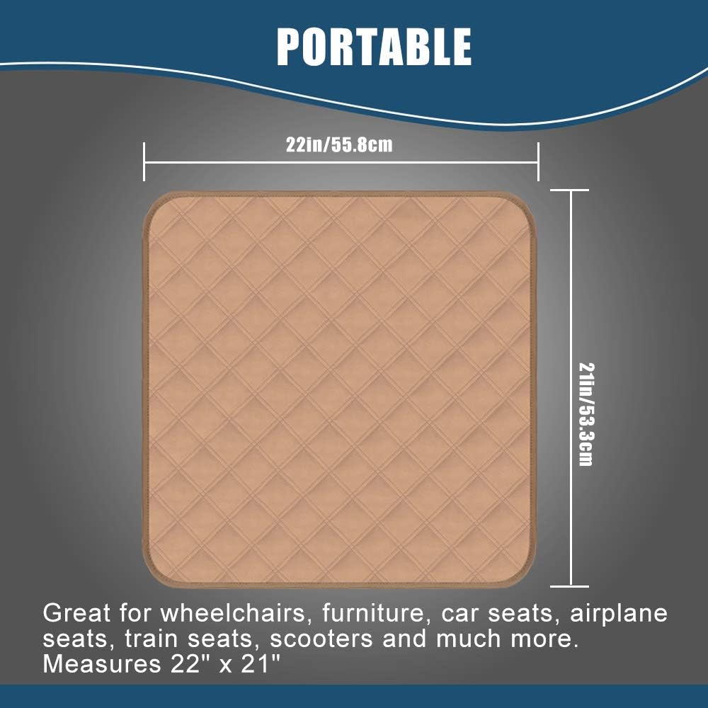 Acutelien Waterproof Seat Protector Pads 2 Pack Incontinence Pad Machine Washable 4-Layer Innovative Design for wheelchairs, Furniture, car Airplane Train Seats 22"X21" (Double Beige): Health & Personal Care
