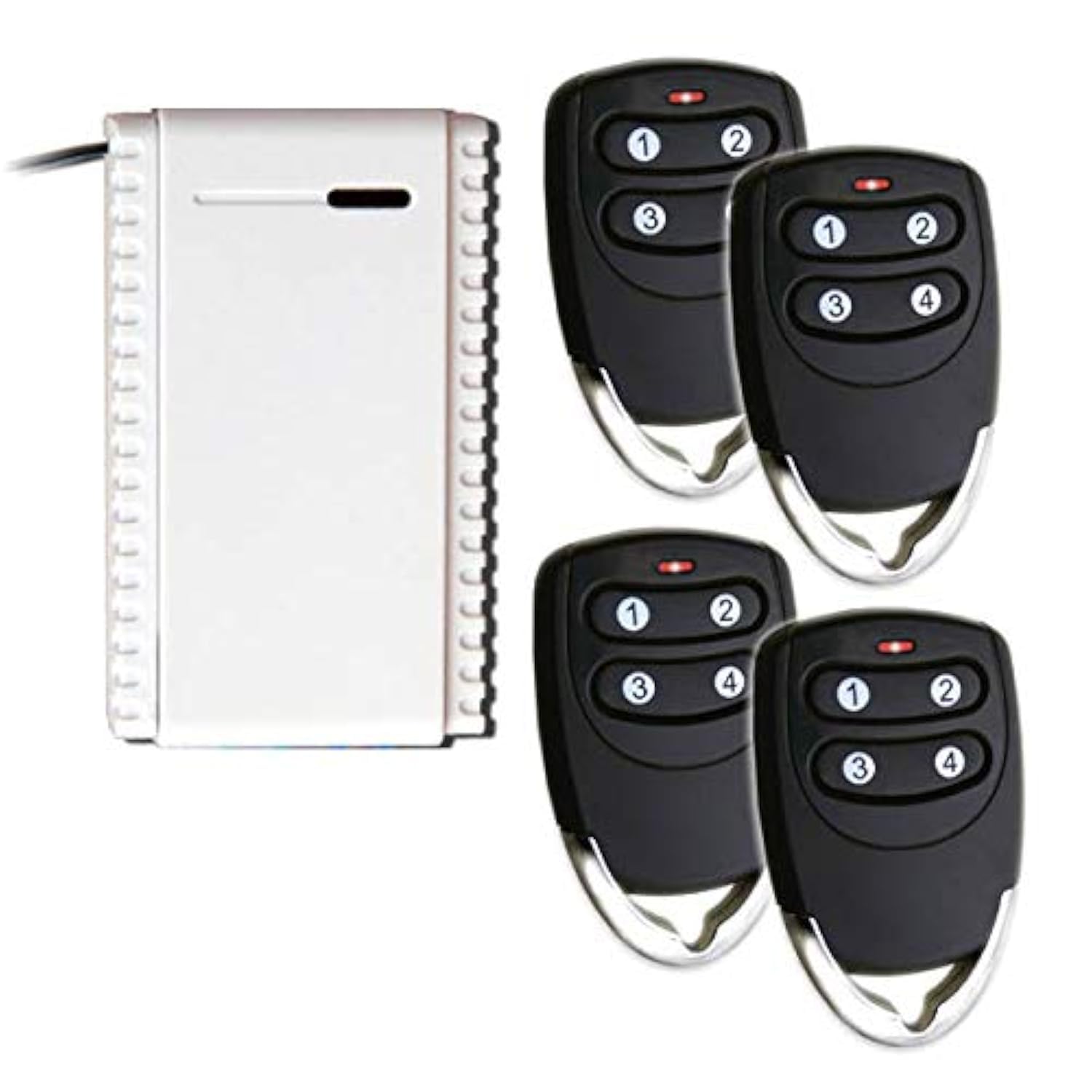 RBNANA Set of 1 Receiver and 4 x 3 Channel Remote Control with 433.92 MHz Frequency, Rolling Code, Type No/nc Relay Load 12 to 24 V