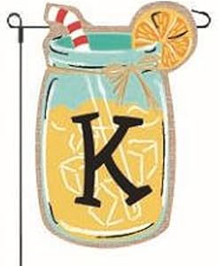 Home Garden Flags Monogram Lemonade Mason Jar Burlap Summer Garden Flag 12.5 x 18”
