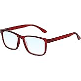 Calabria R861 Rectangular Blue Light Blocking Reading Glasses Men Women Trendy Eyeglass Work Gaming Computer Readers w/Case