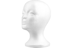 Goodliest Female Mannequin Foam Head Wig Stand Model Styrofoam Head for Wig Hat Glasses Display (White-Female)