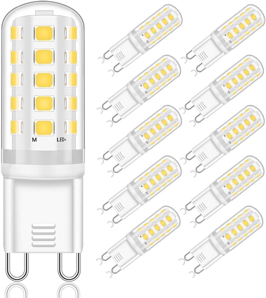 Yuiip G9 LED Light Bulb 5W – Natural White 4000K, Energy-Efficient Replacement for 33W/40W Halogen Bulbs, Non-Dimmable, G9 Pin Base, 400LM, 360° Beam Angle, AC 220-240V, 10 Pack