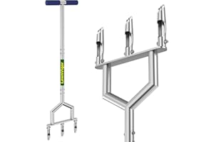 LAWNVIGOR Manual Core Aerator Lawn Tool - Lawn Aerator Tool with 3 Replaceable Hollow Tine, Pre-Assembled Grass Aerator Core Aeration Tool for Lawn, Lawn Coring Aerator for Lawn Care Compacted Soil - Green