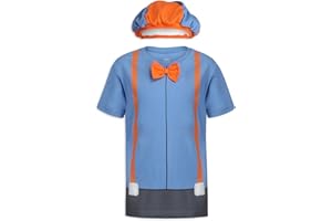 Blippi Boys’ Roleplay T- Shirt and Hat Set for Toddler, Little and Big Kids – Blue/Orange