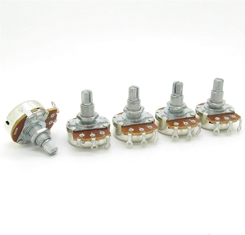Pxyelec 5 Pack Full Size B250k Long Split Shaft 18mm Electric Guitar Bass Volume Tone Pots Potentiometer - Image 5