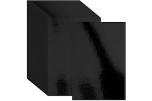 NITELEMN 30 Pack Metallic Cardstock Paper Sheets, 8" x 12" Color Foil Mirror Shimmering Paper 250gsm/92lb For Arts and Crafts, Decorative, Weddings & Birthdays Invitations, Scrapbook Supplies (Black)
