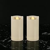 2" X 4" Battery Operated Flameless Candles with Timer, Waterproof Outdoor Flickering LED Pillar Candles for Home, Wedding Decoration, Slim Tall, Ivory Plastic, 2 Pack