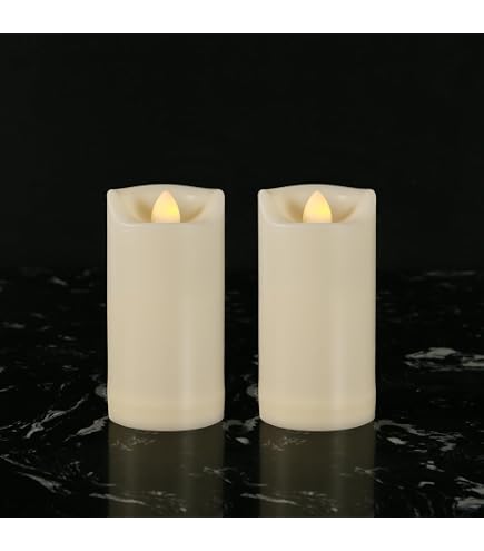 Outdoor Waterproof Flameless LED Pillar Candles – 2-Pack, 3" X 5", Battery Operated With Remote & Timer, Flickering Plastic Resin For Patio/Garden