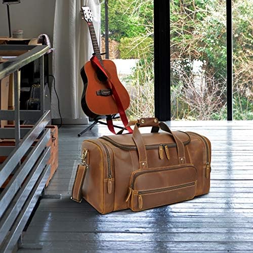 Polare 23" Full Grain Cowhide Leather Gym Duffle Weekender Overnight Travel Duffel Bag For Men 5 Polare 23" Full Grain Cowhide Leather Gym Duffle Weekender Overnight Travel Duffel Bag For Men