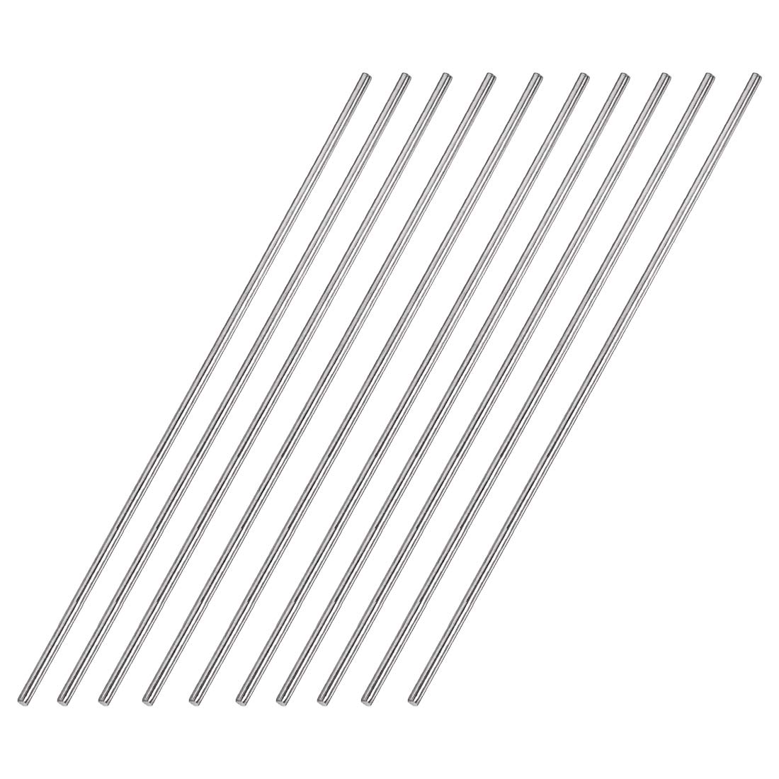 sourcing map 2.5mm x 250mm 304 Stainless Steel Solid Round Rod for DIY Craft - 10pcs