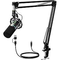 MAONO XLR/USB Dynamic Microphone Kit, RGB Podcast Mic with Software, Mute, Gain Knob, Volume Control, Boom Arm for Streaming,