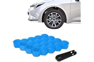 Tecledsn 20PCS Wheel Nut Covers Bolt Caps, Wheel Lug Nut Covers, 17mm Hexagonal Tire Nut Covers with Removal Tool, Hub Screw Protection Cap Car Accessories for Vehicles (Blue, 17MM)