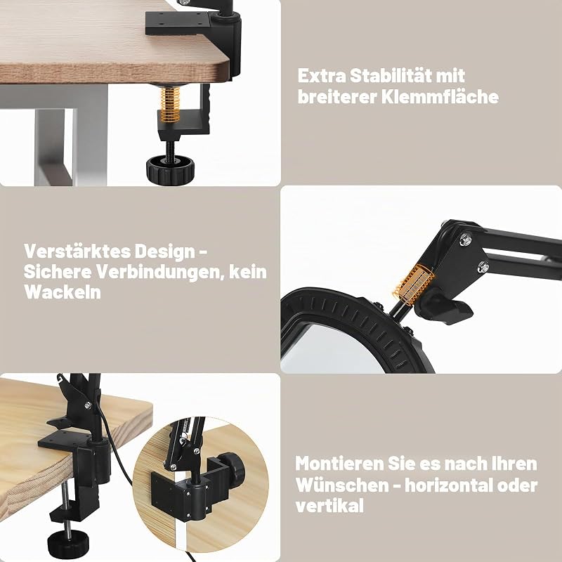 3-Arm Lupenleuchte, Rechteckige Lupe mit Licht