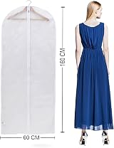 Niviy 63" Dress Covers Garment Bag with Zip Dustproof White 60x160cm view 3