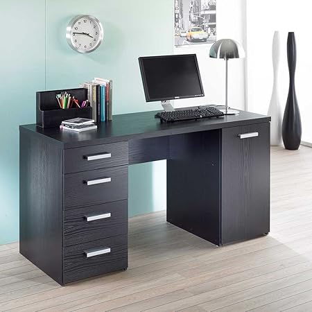 Pharao24 Schreibtisch in Schwarz Esche Büro: Amazon.de: Küche & Haushalt