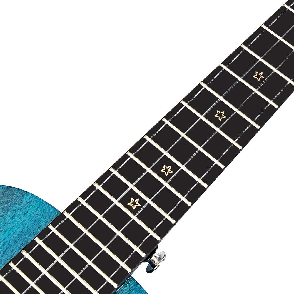 Enya Concert Ukulele 23 Inch Blue Solid Mahogany Top with Ukulele Starter Kit Includes Online Lessons, Case, Strap, Strings, Capo, Sand Shaker, Pick,Polish Cloth (EUC-25D BU) - Image 4