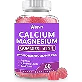 Sugar Free Calcium Gummies Supplement 600mg, Calcium Magnesium Zinc Gummies with Vitamin D3, Potassium, High Absorption Calci