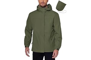 COOFANDY Men Rain Jacket Waterproof With Hood Lightweight Packable Raincoat Windbreaker For Cycling Golf Travel Fishing