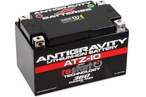 ANTIGRAVITY BATTERIES Antigravity ATZ-10 Performance Lithium Motorcycle Powersport Battery with Built-In Jump Starting. 6.1Ah, Replaces YTZ10, YTZ12, YTZ14, YTX9, YTX7A Yamaha, Honda, Kawasaki, Suzuki