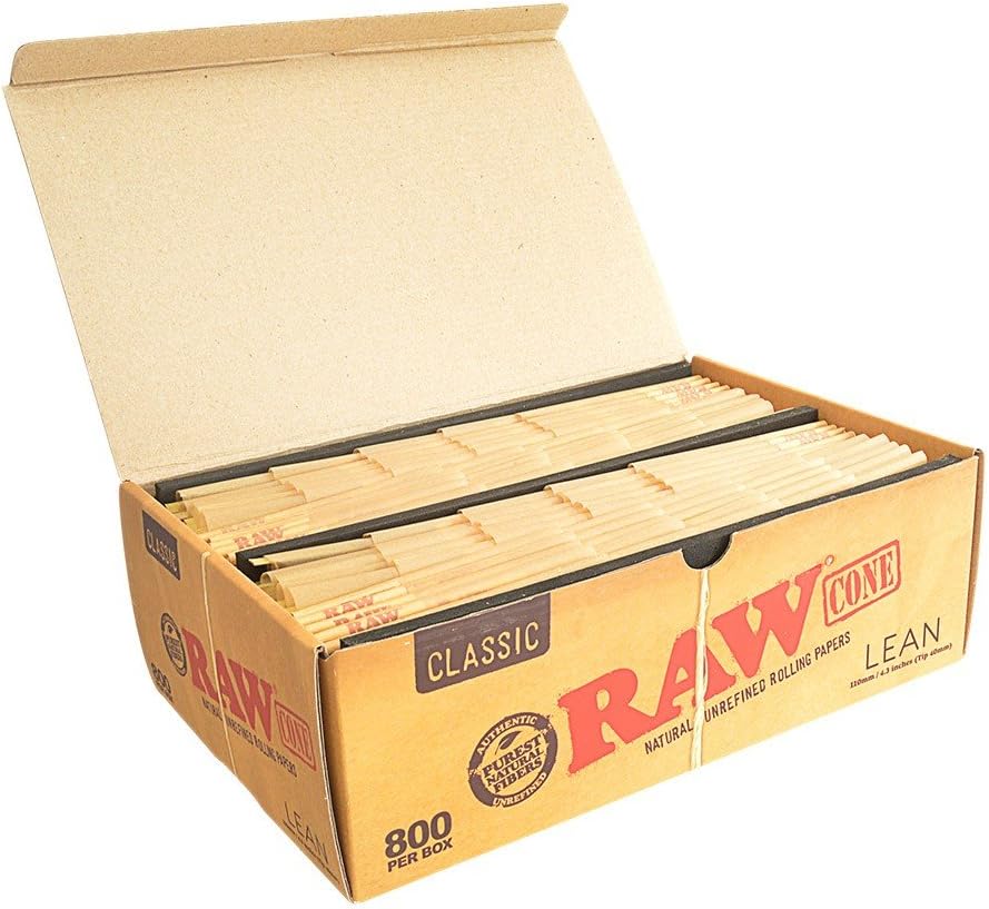 RAW Natural Cones PreRolled Lean Size Box 800 110mm w/ 40mm Tip