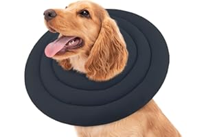 Pawfun Soft Dog Cone Alternative After Surgery,Comfortable Dog Recovery Collars Cones for Small Dogs,Adjustable Dog Neck Cone Protective Elizabethan Collar for Dogs to Stop Licking,Grey 2XL-3