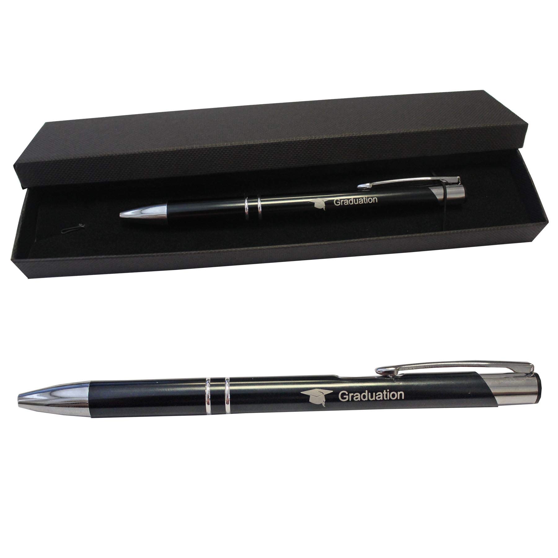Widdle Celebrations Silver & Black Graduation Pen with Black Ink - Pen & Gift Box