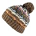 Morehats Bohemian Stripe Crochet Knit Slouchy Pom Pom Handmade Beanie Winter Ski Warm Hat