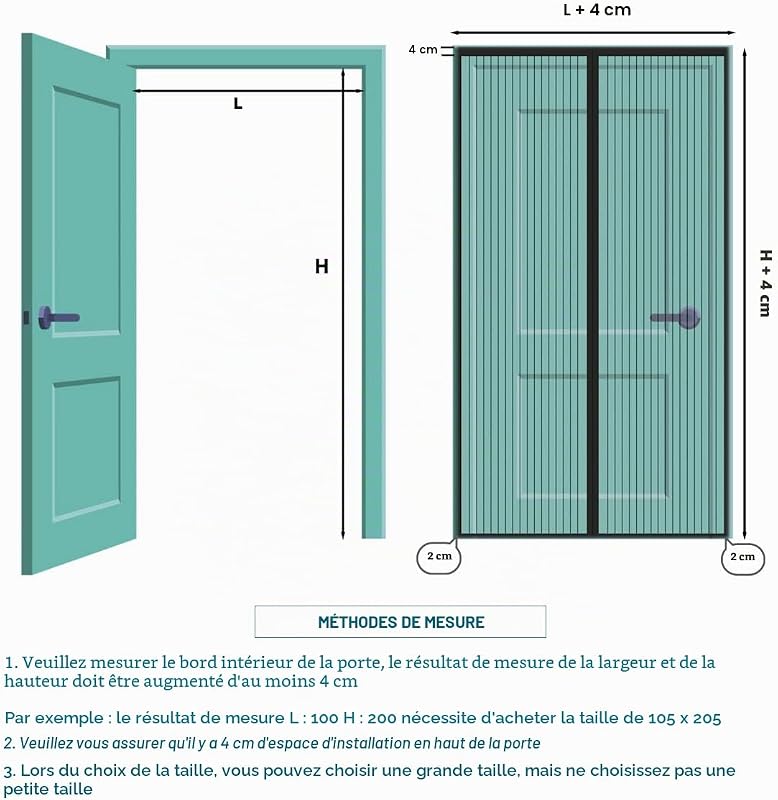 Magnétique Moustiquaire pour Porte, 80x205 cm Rideau de Porte Antimoustique, Noir Moustiquaire Mailles ultra fines pour Couloirs, Portes, Patio, Fermeture Automatique