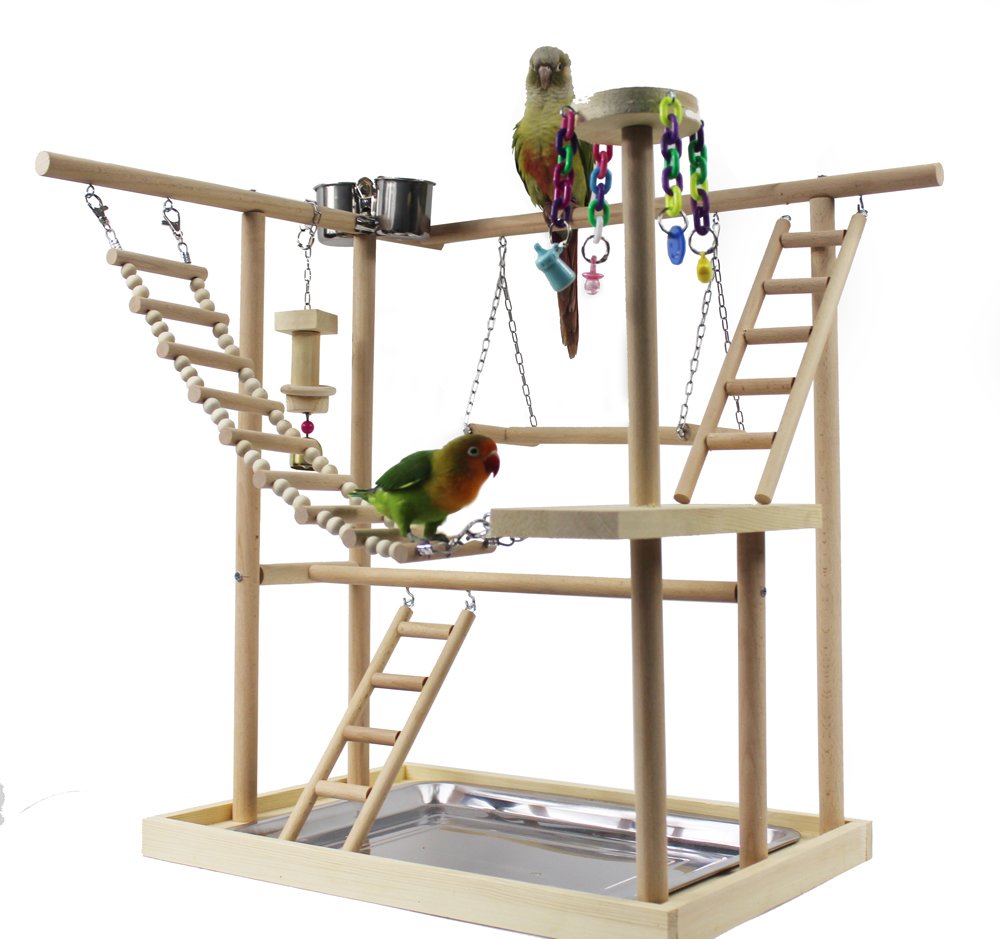 Cages & Accessories QBLEEV Bird Perches Nest Play Stand Gym Parrot