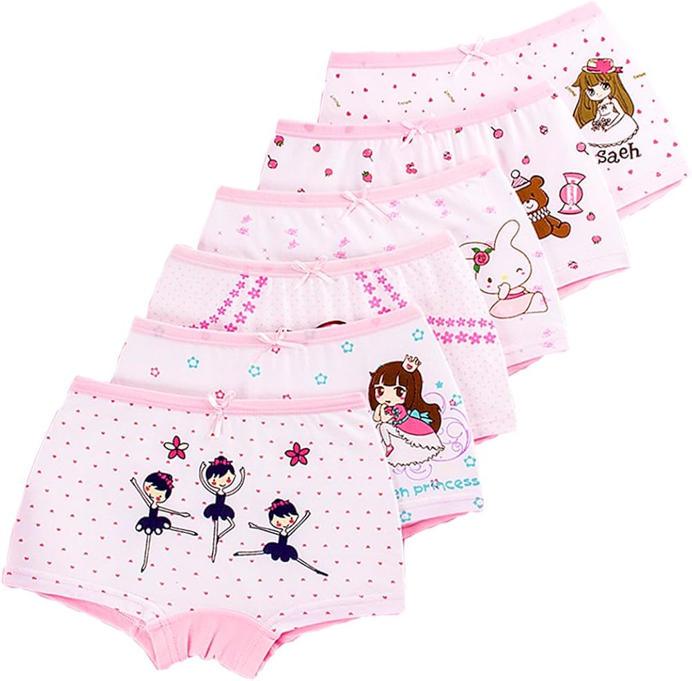 Amexo Lot de 8 Coton Boxer Fille Confortable Culotte Filles Shorty Panty Boxer Coton sous-vêtements Culotte Fille (FR/ES, Âge, 3 Ans, 4 Ans, Taille Normale, Multicolore