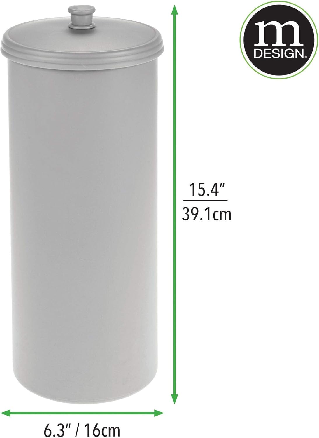 mDesign Plastic Free Standing Toilet Paper Holder Canister - Storage for 3 Extra Rolls of Toilet Tissue - for Bathroom/Powder Room - Holds Mega Rolls - Gray: Home & Kitchen