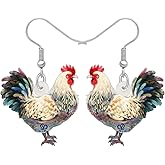 Acrylic Drop Hen Chicken Earrings Funny Farm Design Lovely Gift For Women By The Bonsny