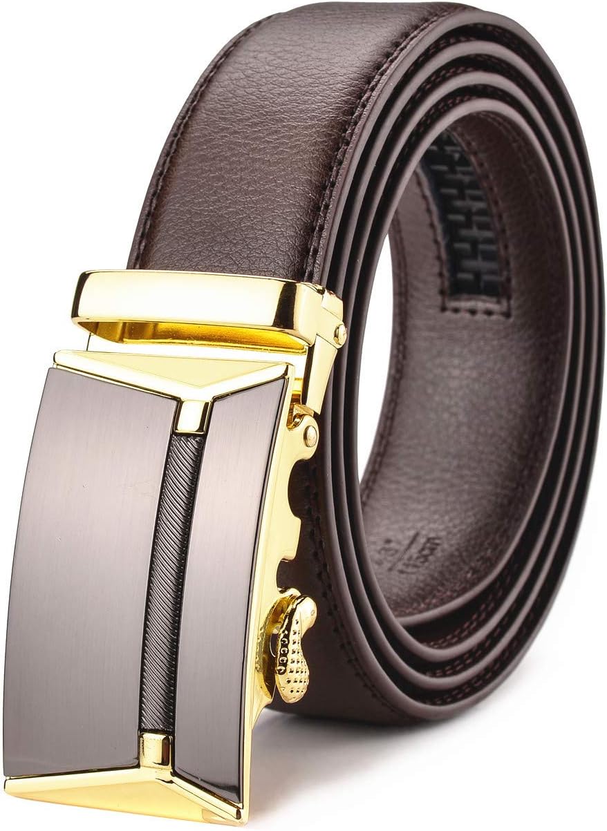X XHtang Men's Ratchet Belt with Genuine Leather, Slide Belt for men 1 3/8 inches Wide …