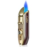 Cigar Torch Lighters Butane Refillable Windproof Lighter with Punch Without Gas(Red)