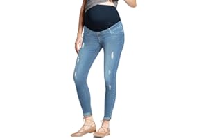 Hybrid & Company Women High Waist Stretch Denim Slim Maternity Skinny Capri Pants