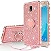 [GW USA] Glitter Cute Phone Case Girls Kickstand for Samsung Galaxy J3 2018/J3 Star/J3 Achieve/J3v 3rd Gen/Express Prime 3/Amp Prime 3 Case,Bling Diamond Bumper Ring Stand Thin Soft Sparkly,Rose Gold