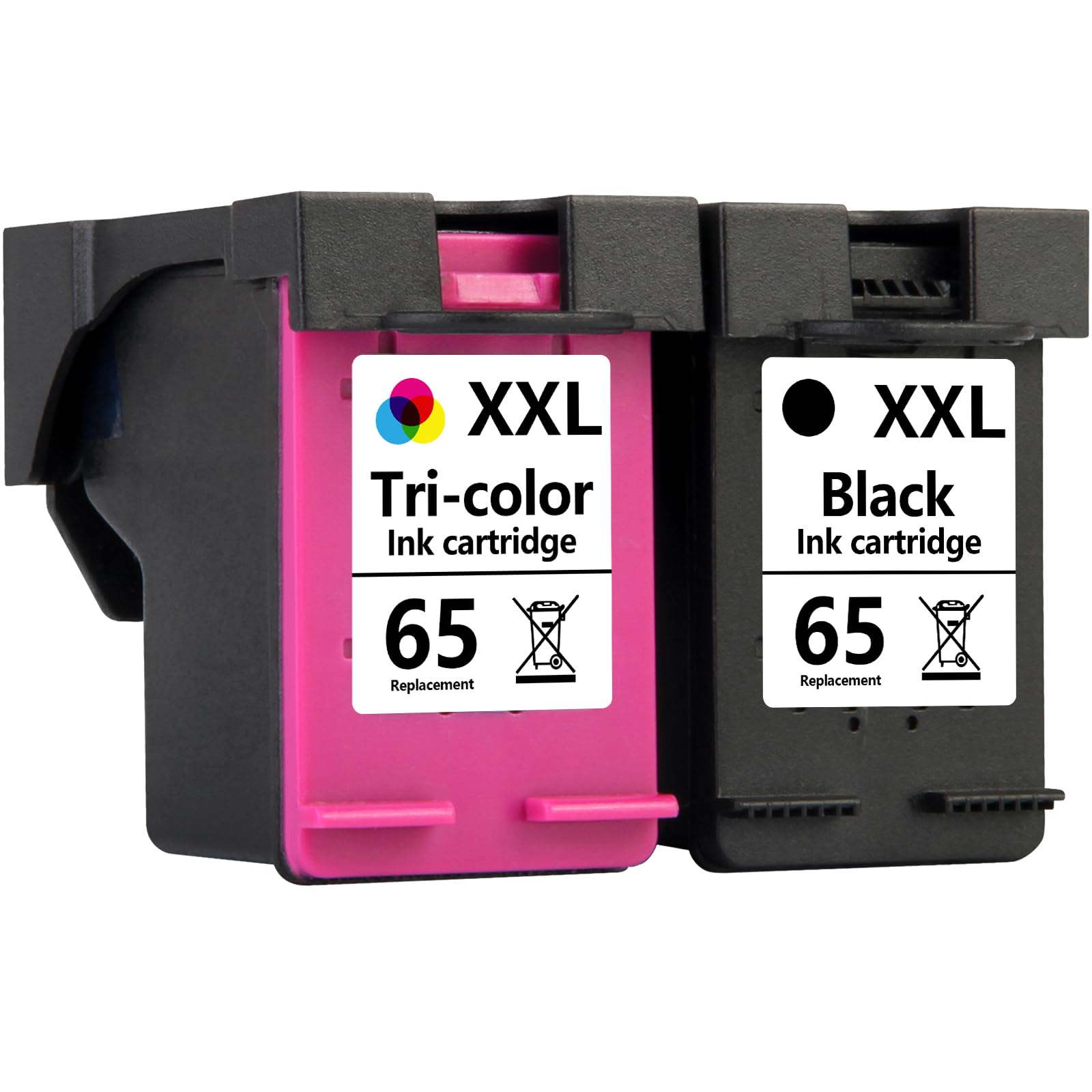 Aqepbzt Remanufactured Black/Tri-Color Ink Cartridge Replacement for HP Ink 65 65XXL Ink Cartridges Black and Color for HP AMP 120 100 125 130 Deskjet 3755 2652 3752 2624 Printer